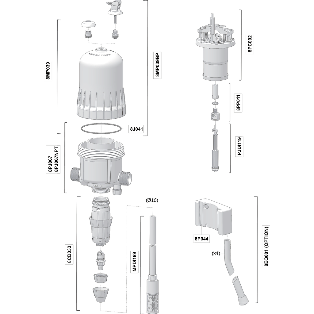 Piezas de recambio para Dosatron D8R2 